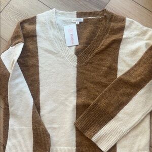 Blu Pepper boutique Rust and Cream lightweight Striped Sweater